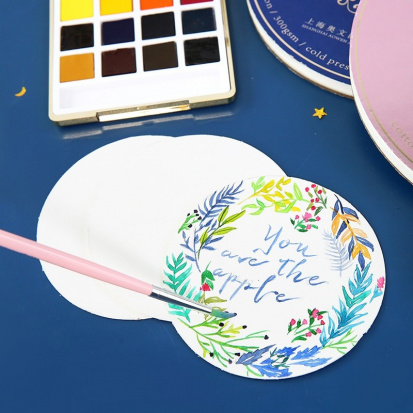 Скетчбук-круглый для акв, синий, 300 г/м2, (250х250мм), хлопок 50%, среднезернистая, 20л