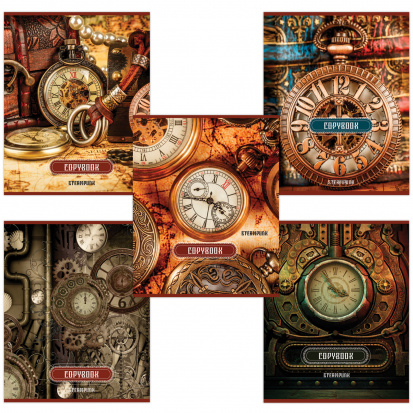 Тетрадь А5, 48 л, клетка, металлизированный картон, ВРЕМЯ