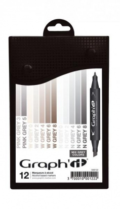 Набор маркеров "Graph IT" 12шт Mix grey серые цвета