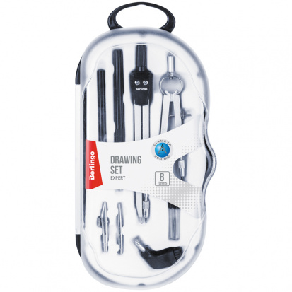 Готовальня "Expert", 8 предметов, циркуль 135мм, пластик Готовальня "Expert", 8 предметов, циркуль 135мм, пластик