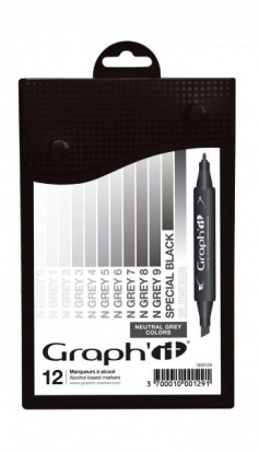 Набор маркеров "Graph IT" 12шт Neutral Greys оттенки серый нейтральный