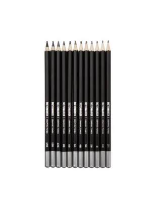 Набор чернографитовых карандашей Sketchmarker, 12 штук (2Н-14B), в металлическом пенале
