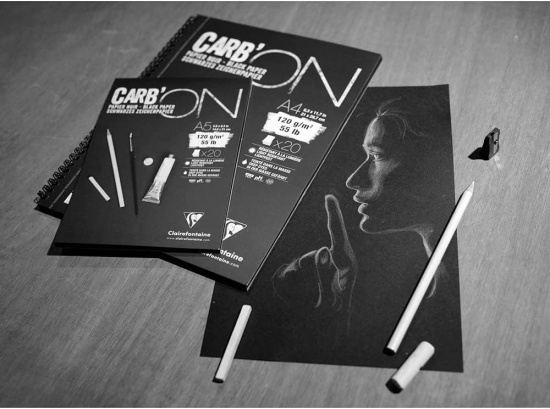 Склейка для скетчей "Carb'ON", 20л. A3, 120г/м2, мелкозернистая, черная