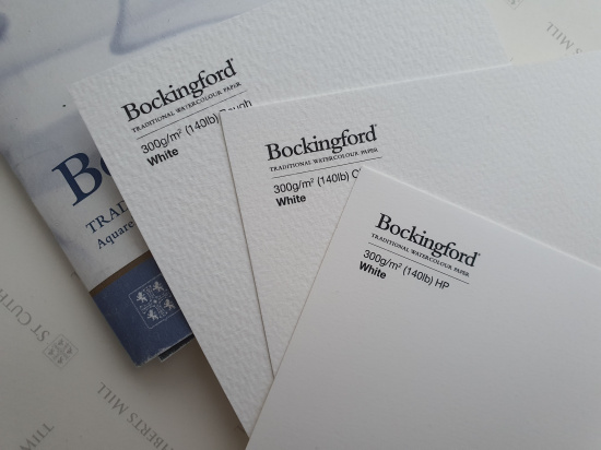 Склейка для акварели "Bockingford", белая, Satin \ Hot Pressed, 300г/м2, 26x36см, 12л 