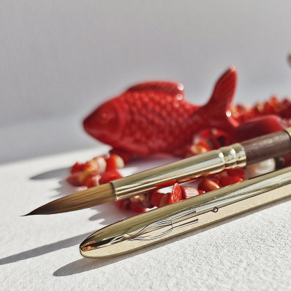 Кисть художественная "Классика", им. колонка, двухстороняя  круглая, №3 и №6, складная ручка