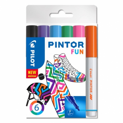 Маркеры "Pintor" Fun 1мм, толщина линии 2,9мм, 6 цветов