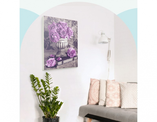 Картина по номерам на холсте ТРИ СОВЫ "Сиреневые розы", 40*50, с акриловыми красками и кистями