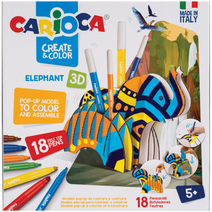 Набор для рисования "Elephant" 18 фломастеров + сборная подставка, картон.уп.