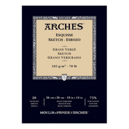 Альбом для графики "Arches" Esquisse 105г/м2 26x36см 20л Верже склейка sela