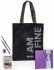 Комлект "Fine": сумка-шоппер, хлопковый скетчбук, набор акварели, кисть, карандаш и ластик 
