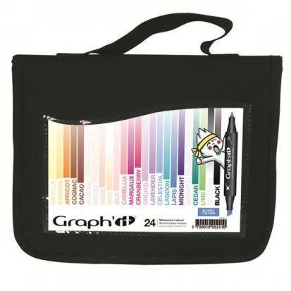 Набор маркеров "Graph IT" 24шт Manga пенал основные цвета полупрозрачные