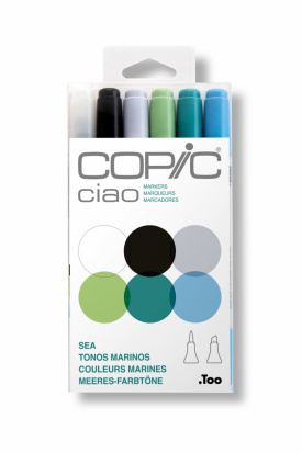 Набор спиртовых маркеров Copic "Ciao", океан 6цв