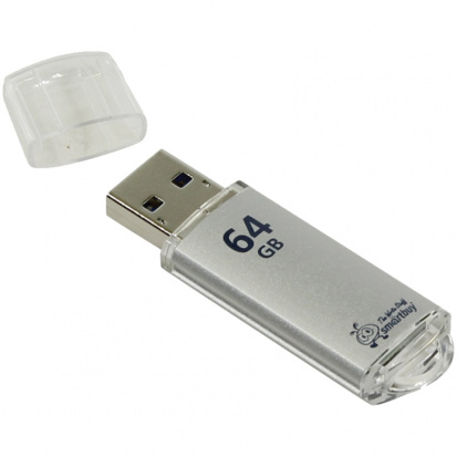 Память Smart Buy "V-Cut" 64GB, USB 3.0 Flash Drive, серебристый (металл.корпус)