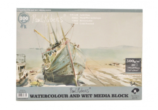 Скетчбук для акв. "Лодка", склейка, 300 г/м2, А4 (195х270мм), 50% хлопок, среднезернистая, 20л