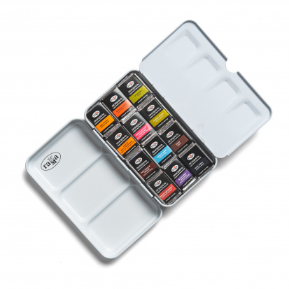 Комлект "Forest": сумка-шоппер, хлопковый скетчбук, набор акварели, кисть, карандаш и ластик