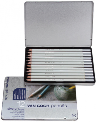 Набор чернографитовых карандашей Van Gogh для эскизов - 12 типов жесткости