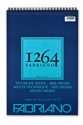 Альбом для смешанных техник 1264 MIX MEDIA 300г/м.кв 29,7х42 30л спираль по короткой стороне 