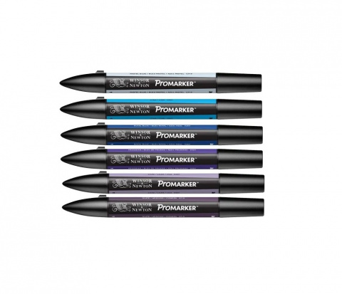 Набор художественных маркеров "Pro", 6 цветов, сине-фиолетовые оттенки