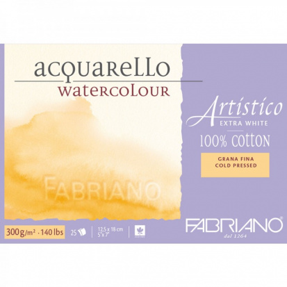 Блок для акварели "Artistico Extra White" 300гм.кв 12x18см Grain fin \ Cold pressed 25л 