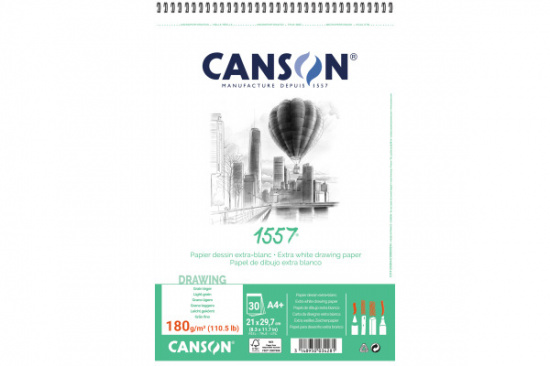 УЦЕНКА Альбом для графики 1557 180г/м.кв 21*31.4см 30л Малое зерно спираль по короткой стороне