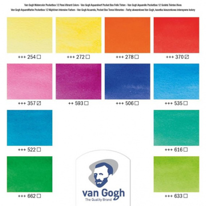 Набор акварельных красок Van Gogh "Vibrant Colours", 12цв + кисть, в пластике sela
