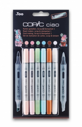 Набор спиртовых маркеров Copic "Ciao", скрапбукинг №1 5цв + блендер