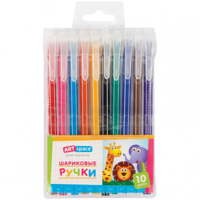 Набор шариковых ручек 10шт., 10цв., 0,7мм