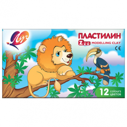 Пластилин "Zoo", 12 цветов, 162 г, картон