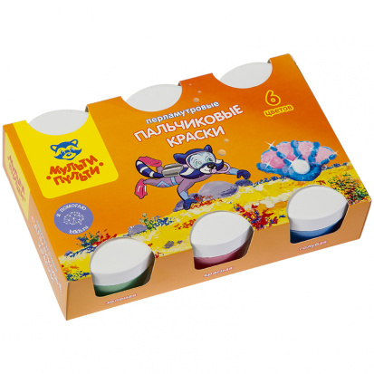 Краски пальчиковые "Морские приключения Енота", 06 цв., 360г, перламутр., картон