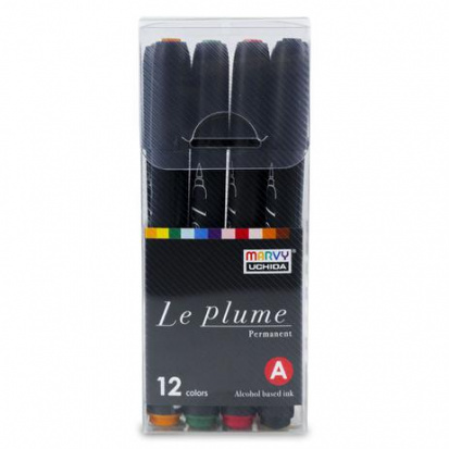 Набор перманентных маркеров "Le Plume" с наконечником кисть, 12цв