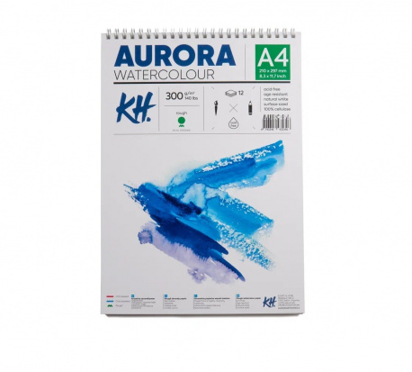 Альбом для акварели на спирали Aurora Rough А4 12 л 300 г/м² 100% целлюлоза sela25