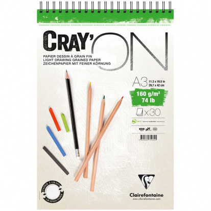 Блокнот для скетчей "Cray'ON", 30 л. A3, 160г/м2, мелкозернистая