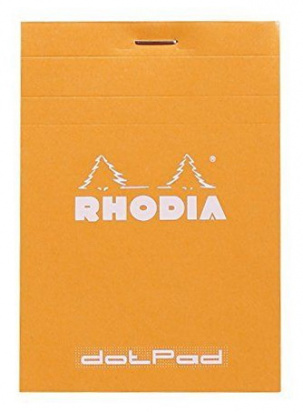 Блокнот в точку на скобах обложка: картон, оранжевый, листы: белые, 80г/м2, 80л