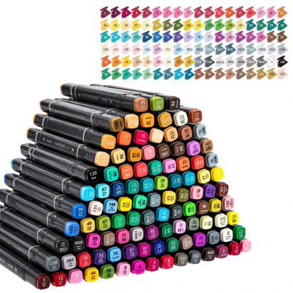 Набор маркеров для скетчинга Deli 70800-108 двойной пиш. наконечник 108цв. пластиковая коробка