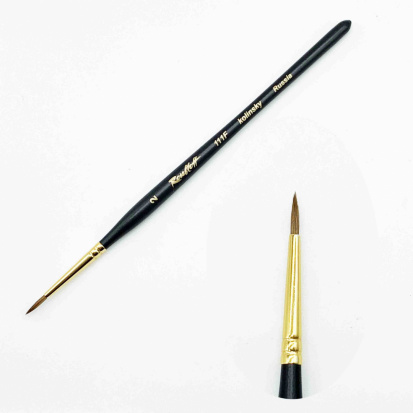 Кисть колонок круглая короткая ручка "111F " №2 для акварели Кисть колонок круглая короткая ручка "111F " №2 для акварели