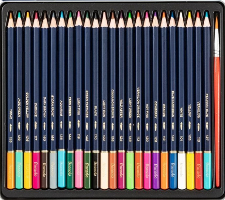 Набор акварельных карандашей Finenolo 24 цвета в металлическом пенале