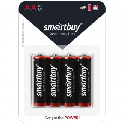 Батарейка SmartBuy AA (R06) солевая, BС4 (в упак. 4бат.)