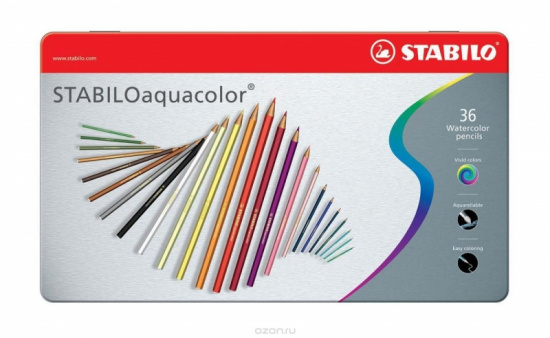 Набор акварельных карандашей "Aquacolor", 36 цветов, в металле