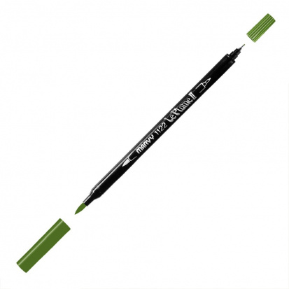 Маркер-кисть двусторонняя "Le Plume II", кисть и ручка 0,5мм, олива зеленая