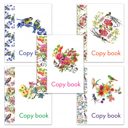 Тетрадь А5, 48 л, клетка, блестки, ДИВНЫЕ ПТИЦЫ