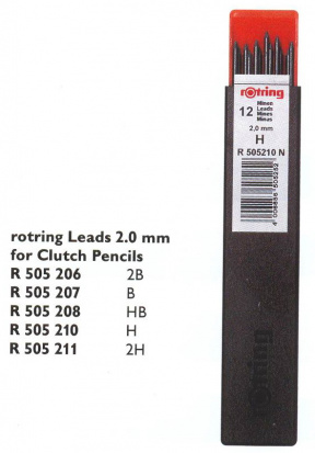 Грифели 2.0мм для цангового карандаша, 2H