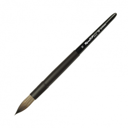 Кисть "Aqua Black round", имитация белки круглая, обойма soft-touch, ручка короткая черная №12