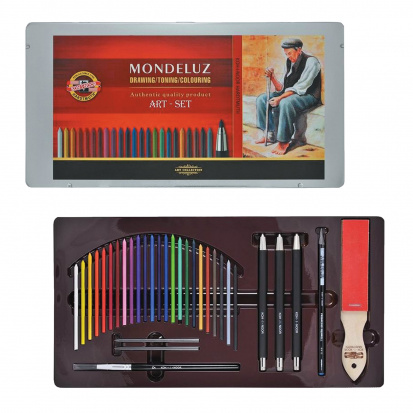 Набор художественный "Mondeluz", 32 предмета, металлическая коробка