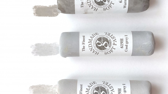 Пастель сухая мягкая круглая ручной работы №619, холодный серый I