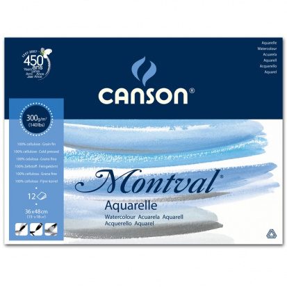 УЦЕНКА CANSON Montval Альбом для акварели 300г/м.кв 36*48см 12л Фин склейка склейка