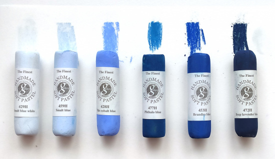 Пастель сухая мягкая круглая ручной работы №477, фталоновый синий