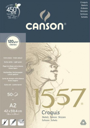 УЦЕНКА CANSON 1557 Альбом для графики 120г/м.кв 42*59.4см 50л Малое зерно склейка