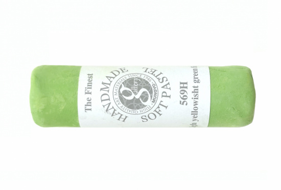 Пастель сухая мягкая круглая ручной работы №569, светло-желтовато-зеленое поле