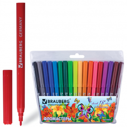 Фломастеры "Wonderful butterfly", 18 цветов, пласт. упаковка