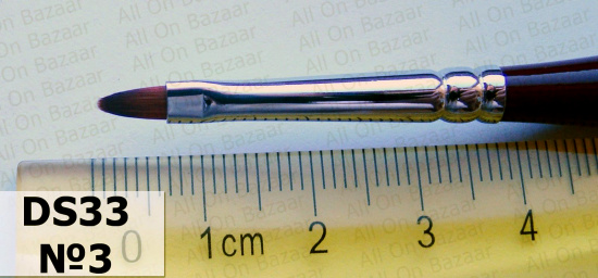 Кисть имит.колонка овальная короткая ручка "dS33R" №3 для дизайна ногтей